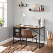 Writing Desk – Steel – Rustic Brown and Black – Includes Mesh Door Cabinet with Adjustable Shelf