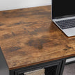 Writing Desk – Steel – Rustic Brown and Black – Includes Mesh Door Cabinet with Adjustable Shelf