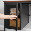 Writing Desk – Steel – Rustic Brown and Black – Includes Mesh Door Cabinet with Adjustable Shelf