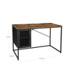 Writing Desk – Steel – Rustic Brown and Black – Includes Mesh Door Cabinet with Adjustable Shelf