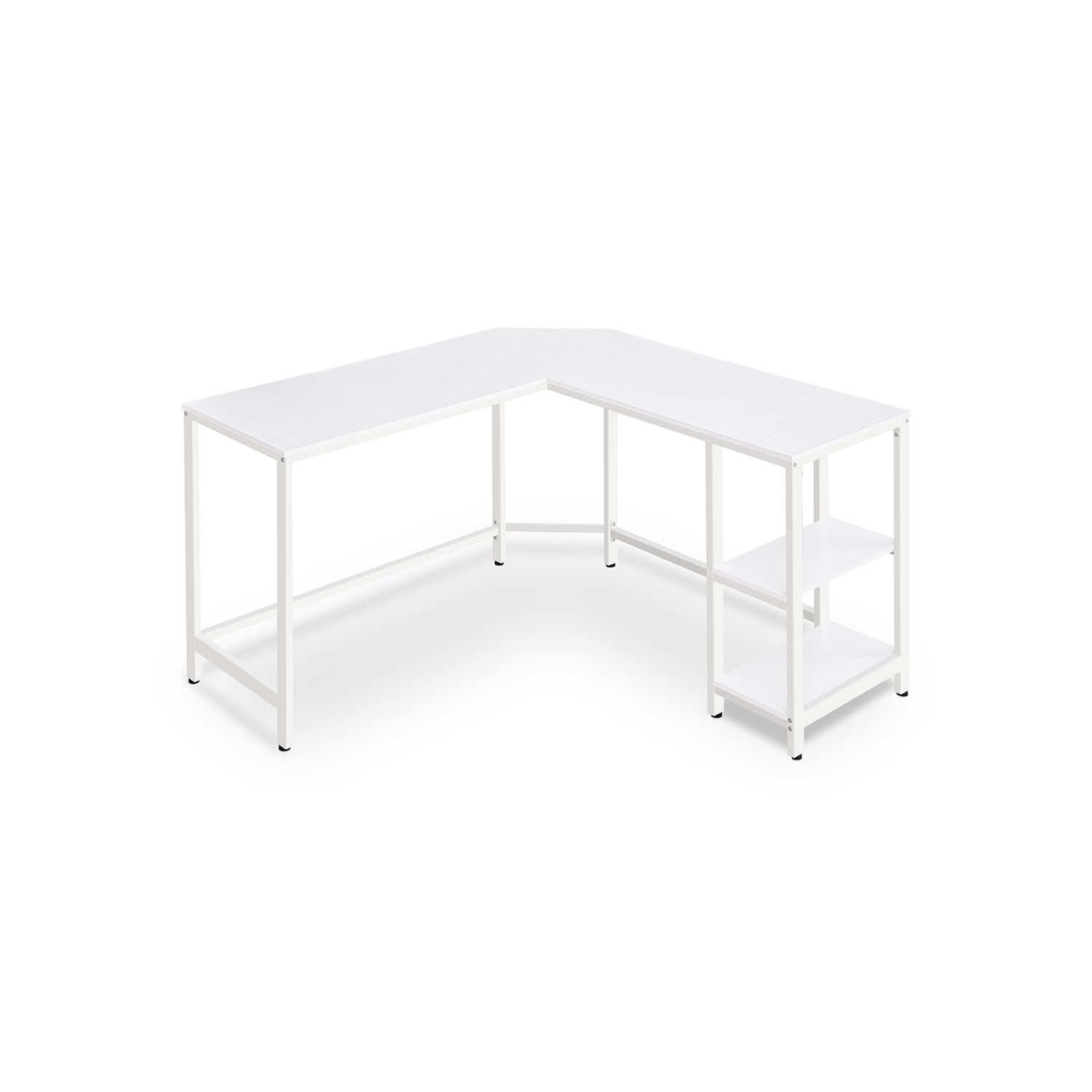 L-Shaped Corner Computer Desk – Wood – Rustic Brown – Space-Saving Design with Shelf