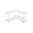 L-Shaped Writing Desk – Wood – Rustic Brown – Space-Saving with Shelf
