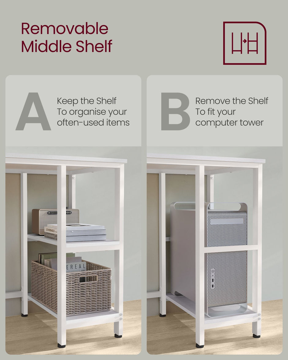 L-Shaped Corner Computer Desk – Wood – Rustic Brown – Space-Saving Design with Shelf