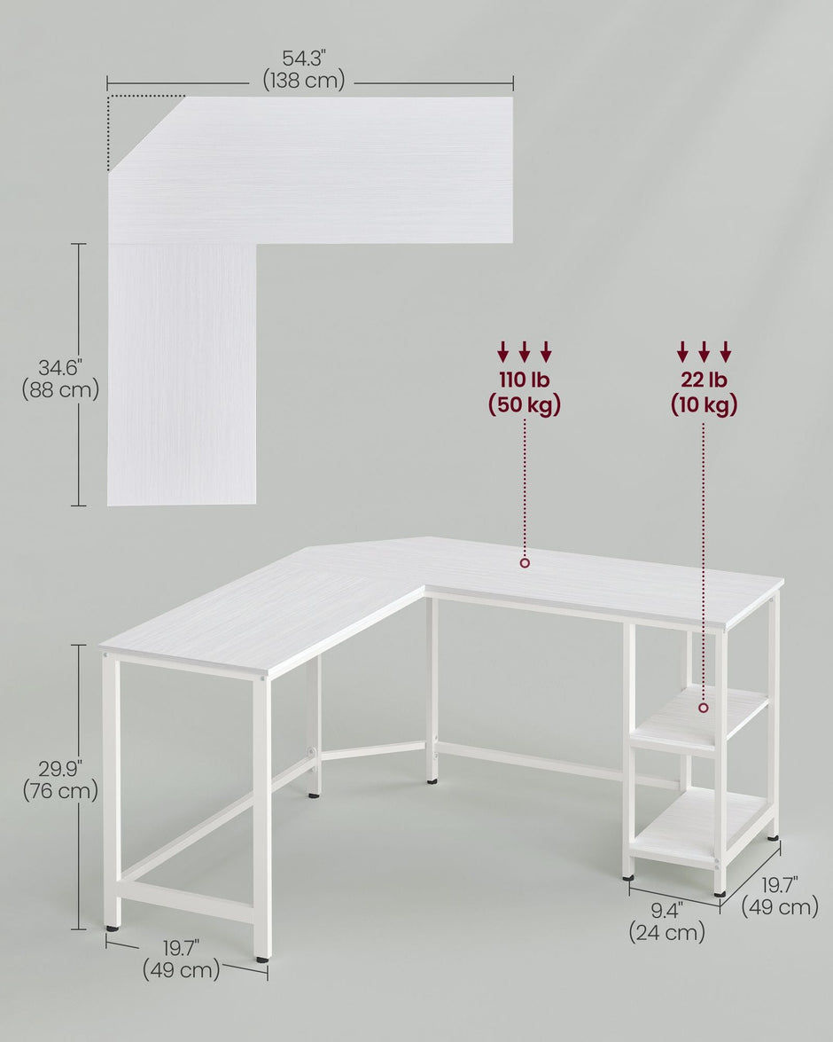 L-Shaped Corner Computer Desk – Wood – Rustic Brown – Space-Saving Design with Shelf