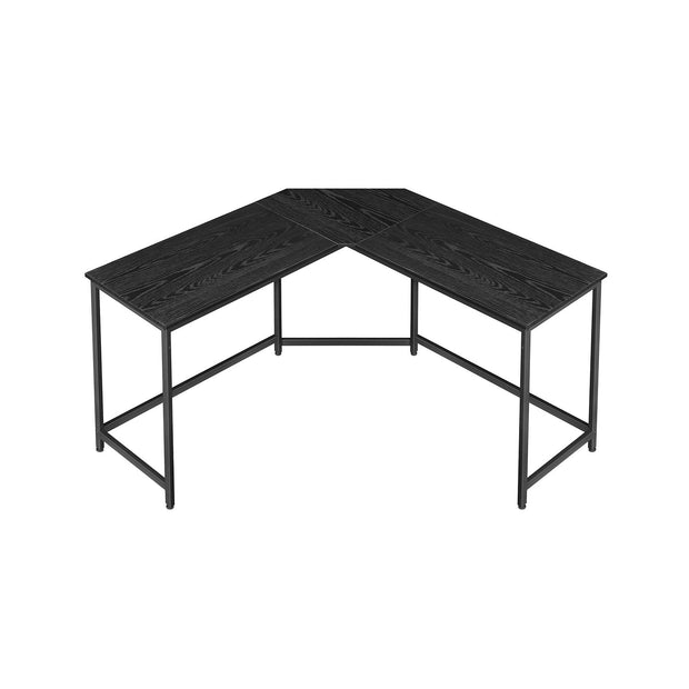 L-Shaped Corner Desk – Wood and Metal – Greige and Black – Space-Saving Industrial Design