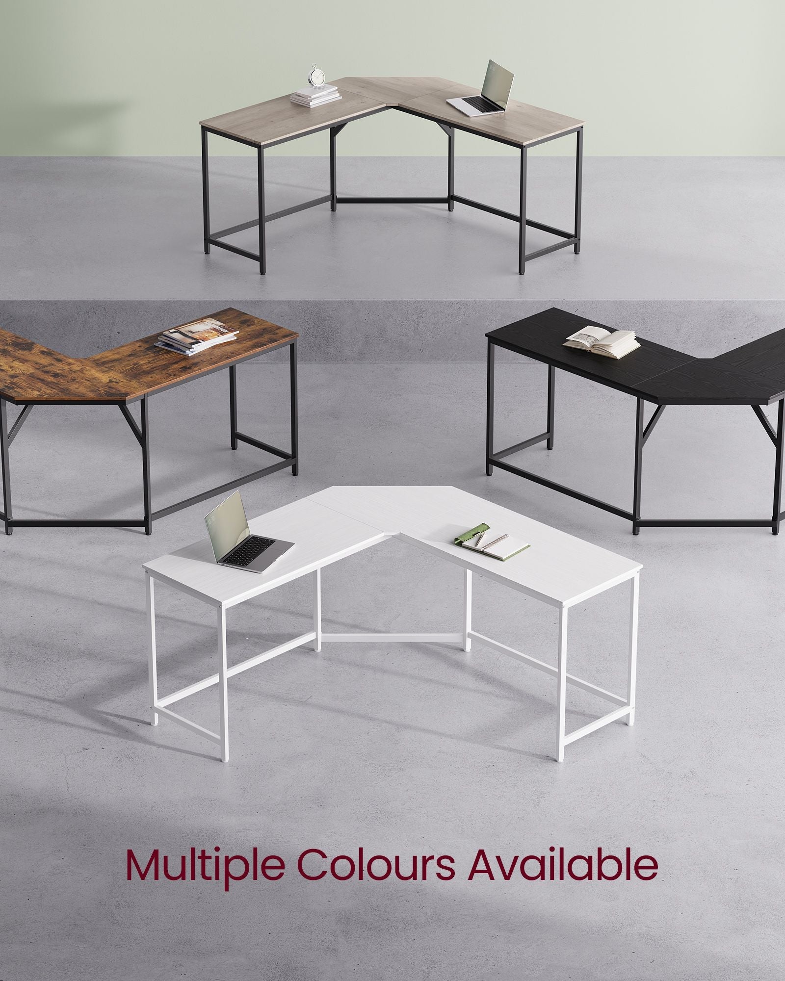 L-Shaped Gaming Desk – Maple and White – Space-Saving Design – Easy Assembly