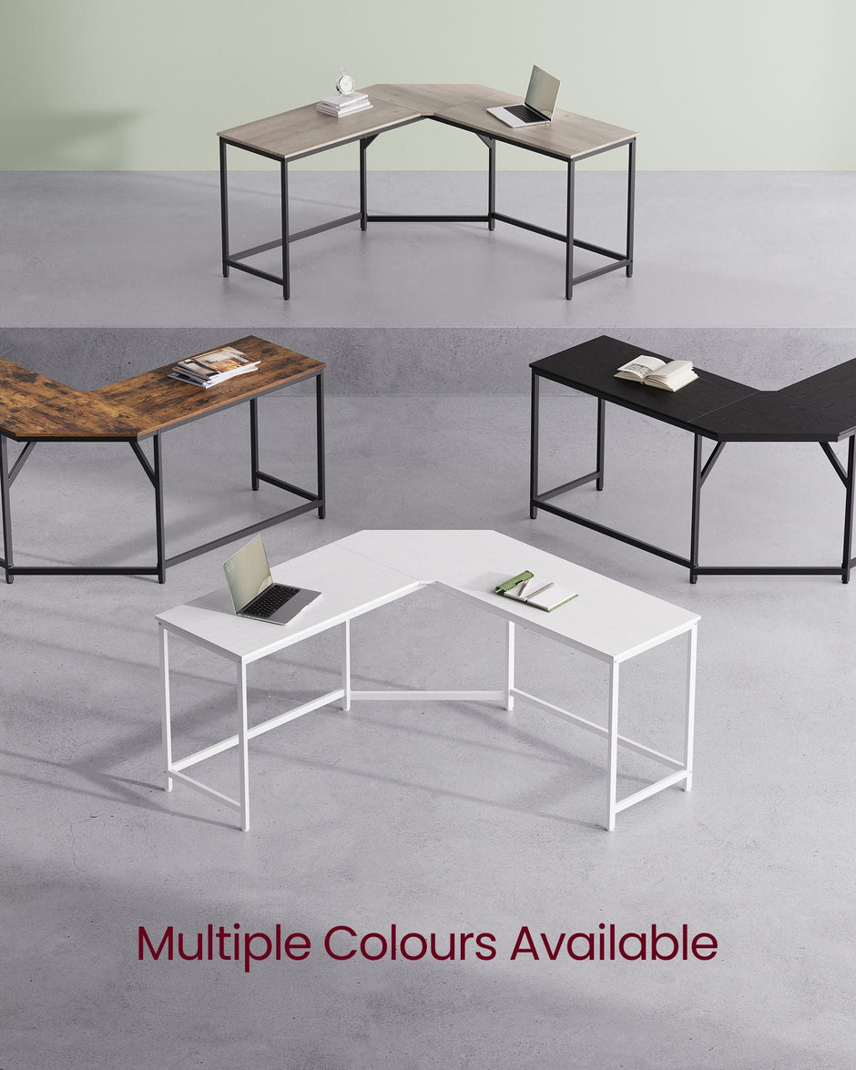 L-Shaped Gaming Desk – Maple and White – Space-Saving Design – Easy Assembly