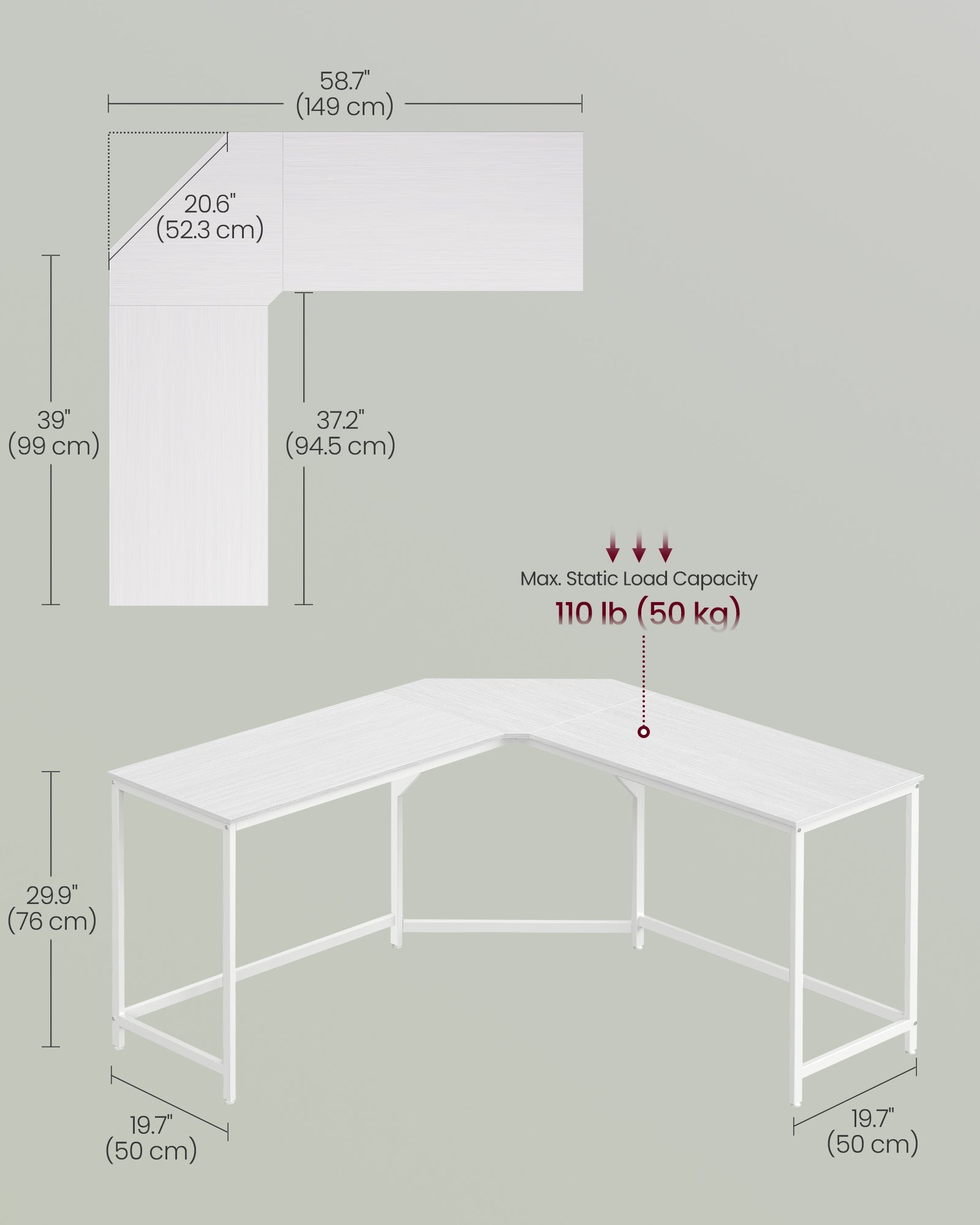 L-Shaped Gaming Desk – Maple and White – Space-Saving Design – Easy Assembly