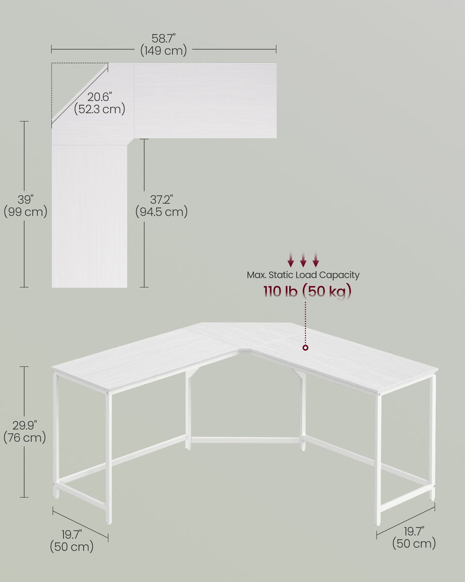 L-Shaped Gaming Desk – Maple and White – Space-Saving Design – Easy Assembly