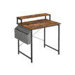Small Computer Desk – Wood – Rustic Brown and Black – Includes Monitor Riser and Fabric Storage Bag