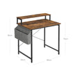 Small Computer Desk – Wood – Rustic Brown and Black – Includes Monitor Riser and Fabric Storage Bag