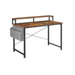 Computer Desk – Wood and Metal – Rustic Brown and Black – Adjustable Feet with Monitor Riser and Storage Bag