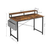 Computer Desk – Wood and Metal – Rustic Brown and Black – Adjustable Feet with Monitor Riser and Storage Bag