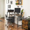 Writing Desk – Wood and Metal – Rustic Brown and Black – Reversible Shelves and Storage Bag