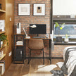 Writing Desk – Wood and Metal – Rustic Brown and Black – Reversible Shelves and Storage Bag