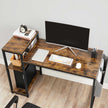 Writing Desk – Wood and Metal – Rustic Brown and Black – Reversible Shelves and Storage Bag