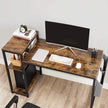 Computer Desk – Wood – Rustic Brown and Black – Reversible Shelves and Storage Bag