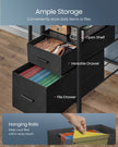 Gaming Desk – Wood – Ebony Black – LED Lights with Built-In Power Outlets and Monitor Shelf