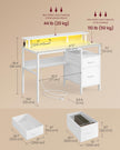 Computer Desk – Wood – Maple White – LED Lighting with Drawers and Monitor Shelf