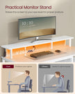 Computer Desk – Wood – Maple White – LED Lighting with Drawers and Monitor Shelf