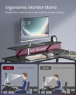 L-Shaped Computer Desk – Wood – Ebony Black – Features Power Outlets and Monitor Shelf