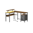 L-Shaped Computer Desk – Engineered Wood – Rustic Brown – with Power Outlets and Monitor Shelf