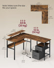 L-Shaped Computer Desk – Engineered Wood – Rustic Brown – with Power Outlets and Monitor Shelf