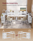L-Shaped Desk – Wood – Maple White – Features Dual Spacious Drawers and Adjustable Storage Shelf