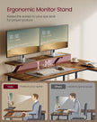 L-Shaped Desk – Wood – Rustic Brown – Spacious with Adjustable Monitor Stand and Storage Shelf