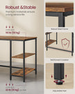 Computer Desk – Wood – Rustic Brown and Ink Black – Includes 3 Shelves and 2 Drawers