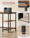 Computer Desk – Wood and Metal – Rustic Brown and Matte Black – Industrial Style with Shelves and Drawers