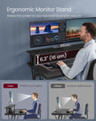 Gaming Desk – Wood – Black – LED Lights and Built-In Power Outlets with Monitor Shelf