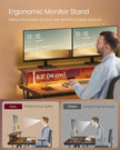 Gaming Desk – MDF and Steel – Black – LED Lighting and Built-In Power Outlets, Monitor Shelf
