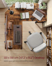 L-Shaped Computer Desk – Wood – Rustic Brown and Ink Black – Industrial Design with Shelf