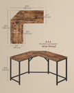 L-Shaped Computer Desk – Wood – Rustic Brown and Ink Black – Space-Saving Design