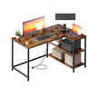 L Shaped Corner Desk - 110 x 80 cm - Particleboard, Steel - Power Outlets - 2 USB Ports