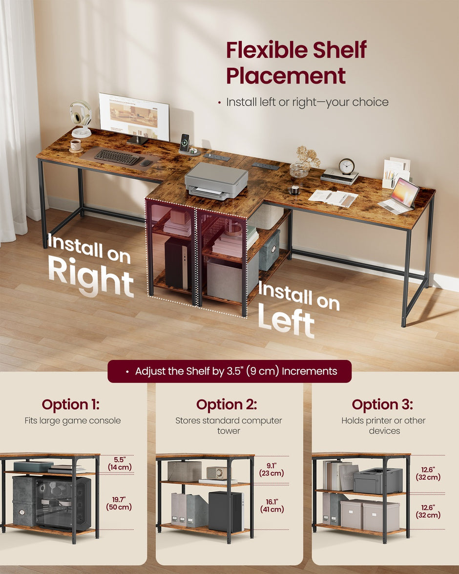 L Shaped Corner Desk - 120x80 - Particleboard & Steel - Power Outlets - 2 USB Ports