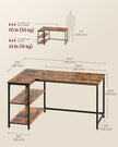 L Shaped Corner Desk - 120x80 - Particleboard & Steel - Power Outlets - 2 USB Ports