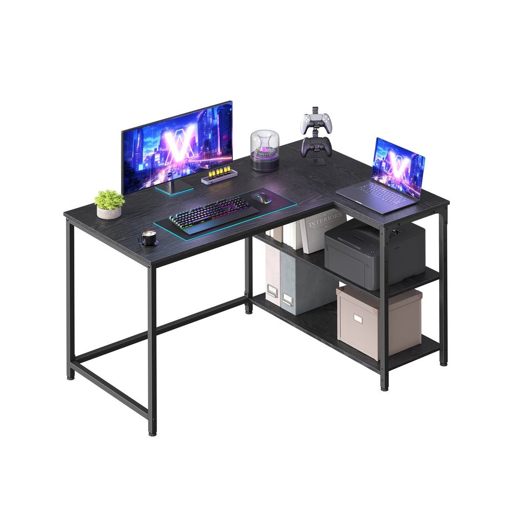 L Shaped Corner Desk - 110L - Particleboard, Steel - Storage - Adjustable Shelves