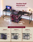 L Shaped Corner Desk - 110L - Particleboard, Steel - Storage - Adjustable Shelves