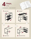 L Shaped Corner Desk - 110L - Particleboard, Steel - Storage - Adjustable Shelves