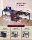 L Shaped Corner Desk - 120 x 80 - Particleboard, Steel - Reversible Height-Adjustable Shelves - Storage Compartments