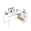 L Shaped Corner Desk - 120 x 80 - Particleboard, Steel - Reversible Height-Adjustable Shelves - Storage Compartments