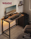 Computer Desk – Wood – Rustic Brown and Ink Black – With LED Lights and Built-In Power Outlets