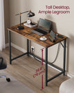 Computer Desk – Wood – Rustic Brown and Ink Black – With LED Lights and Built-In Power Outlets