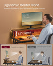 Gaming Desk – Wood – Black – LED Lights and Built-In Power Outlets, Monitor Shelf, Suitable for 2 Monitors