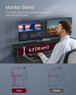 Gaming Desk – MDF and Steel – Black – LED Lighting and Built-In Power Outlets, Monitor Shelf