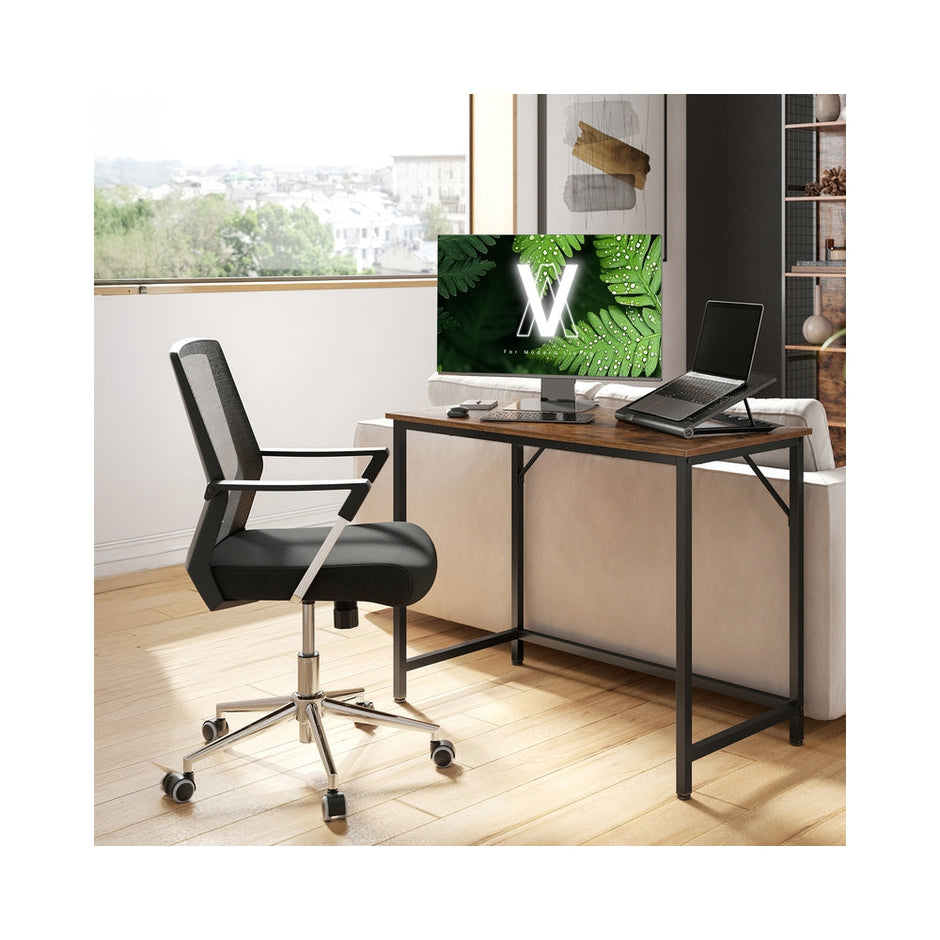 Computer Desk – Metal – Rustic Brown – Industrial Design, Simple Assembly, 100 x 50 x 76 cm