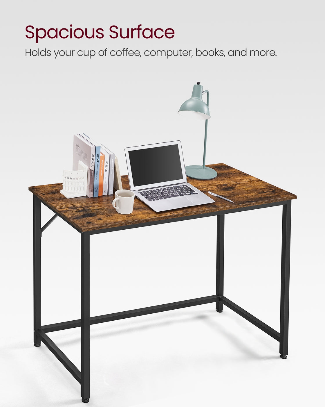 Computer Desk – Metal – Rustic Brown – Industrial Design, Simple Assembly, 100 x 50 x 76 cm