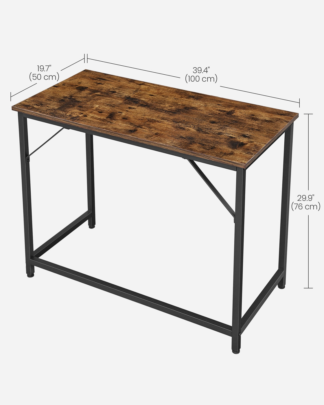 Computer Desk – Metal – Rustic Brown – Industrial Design, Simple Assembly, 100 x 50 x 76 cm